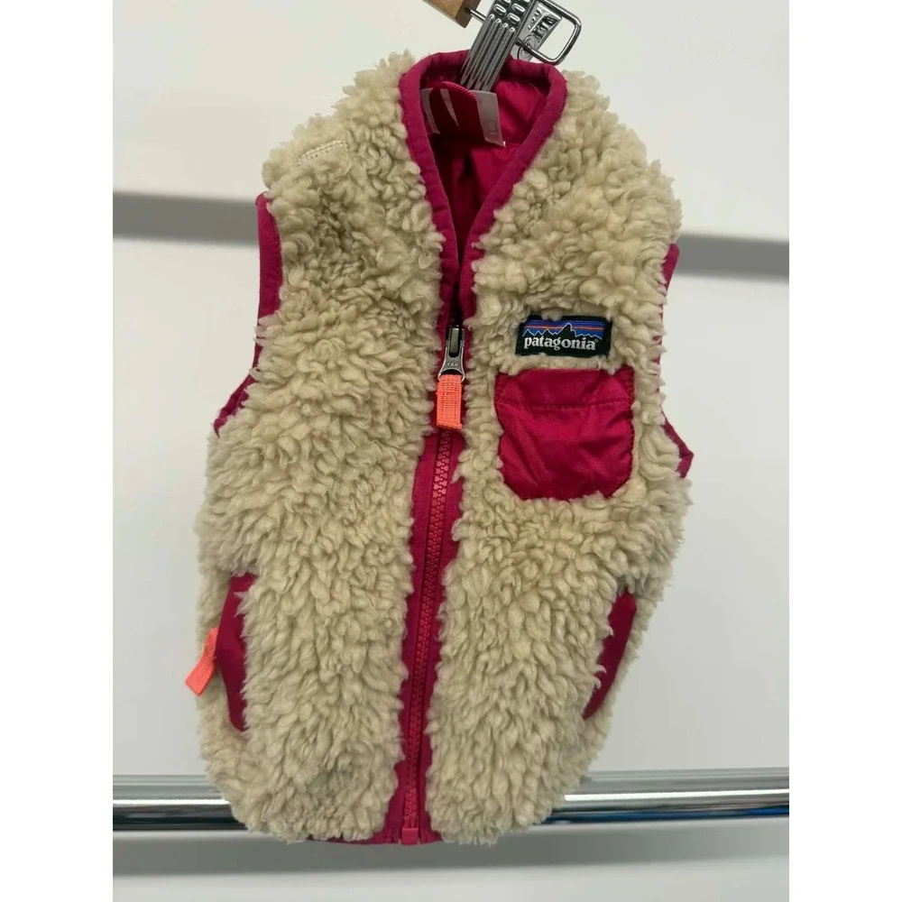 Vintage Patagonia Fleece Baby Vest Pink Size 0/3 Months